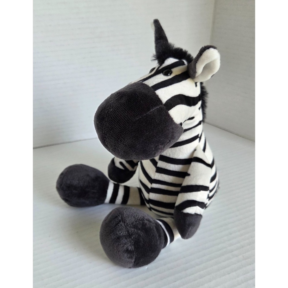Black and White Zebra Plush Striped Stuffed Animal Oversized Big Nose Velvety